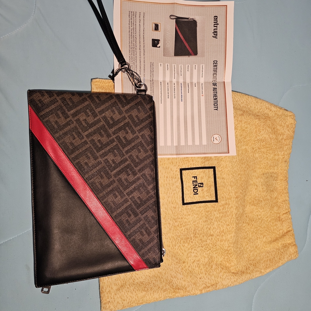 Fendi Men's Black and Red Clutch Bag